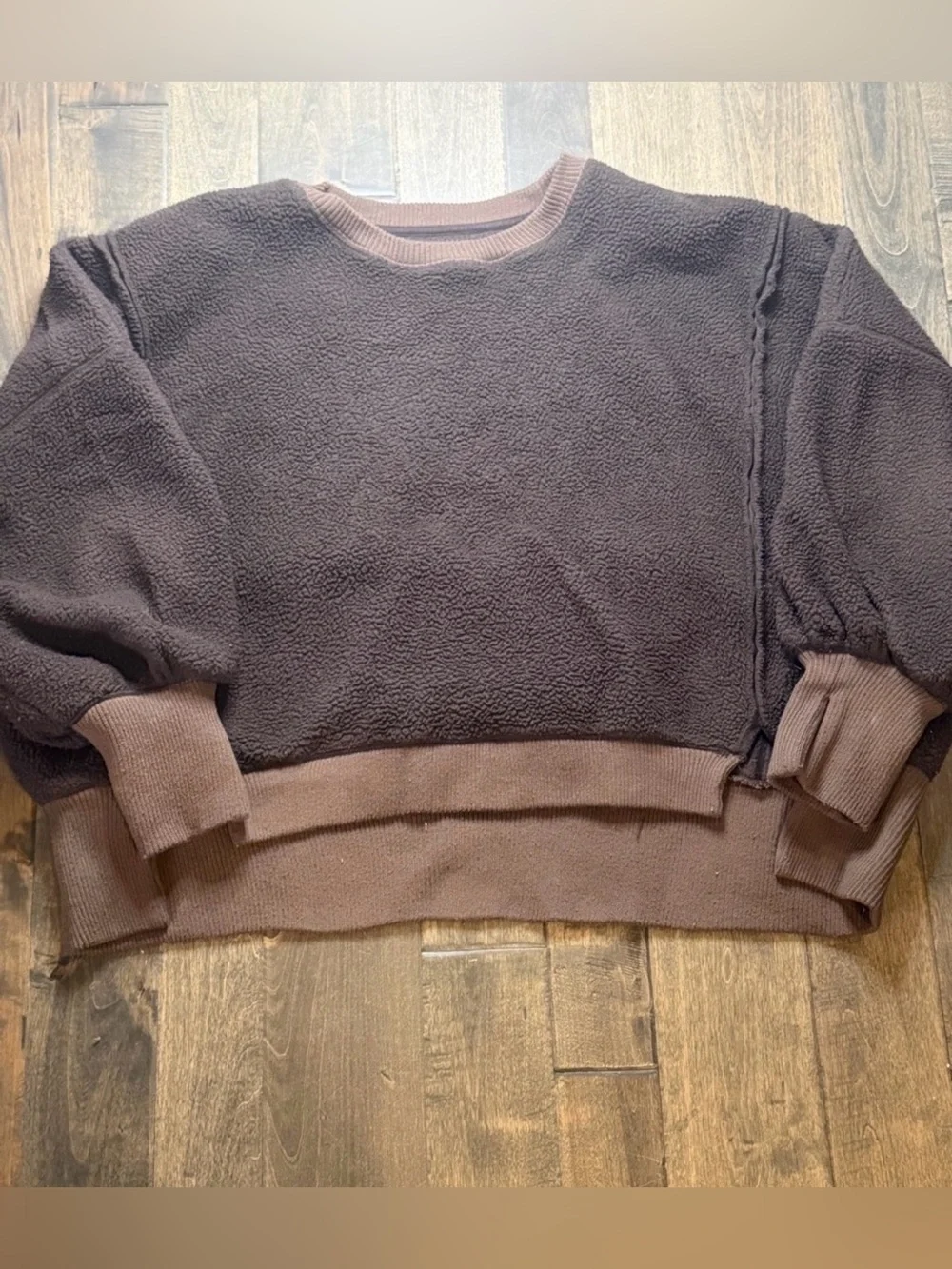 Free People We The Free Cozy Camden Brown Sherpa Pullover Sweater Large